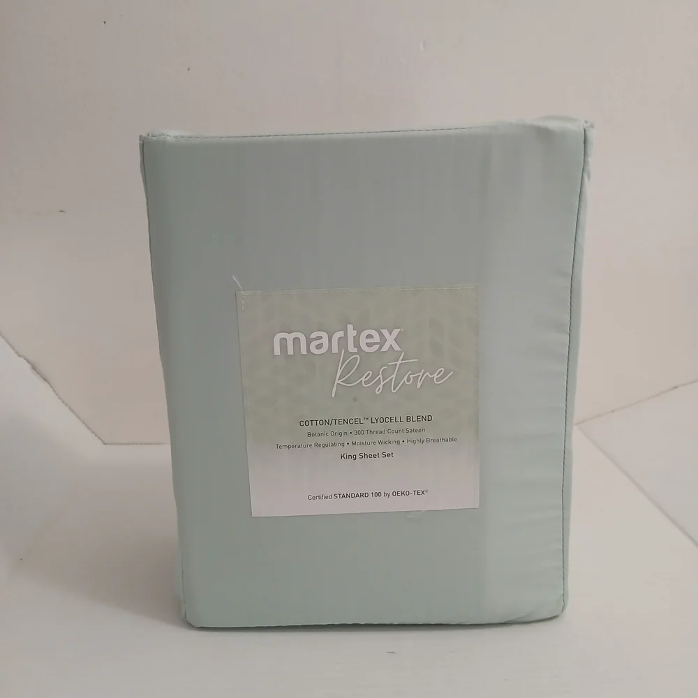 Martex Restore Solid Cotton and Tencel King Sheet Set 52% Cotton 48% Telcel New - Picture 4 of 6